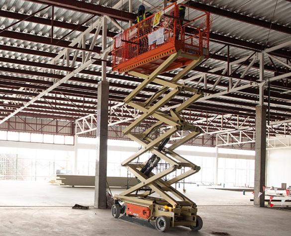 elevated work platform with operator